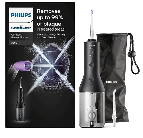 (-28%) Philips Sonicare kabelloser Power Flosser 3000 Munddusche, Wasser-Flosser für Zähne, Zahnfleisch und Zahnpflege, in schwarz (Modell HX3826/33)