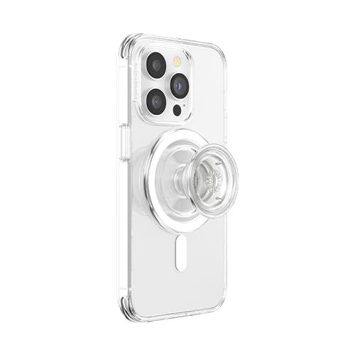 PopSockets Phone Grip for MagSafe with Kickstand, Magnetic Stand, Swappable Top, Secure Hold for iPhone MagSafe Cases, Phone & Tablet Grip - Clear