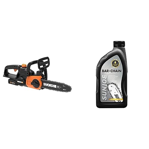 WORX WG322 20V Power Share 10" Cordless Chainsaw with Auto-Tension & Sun Joe Oil