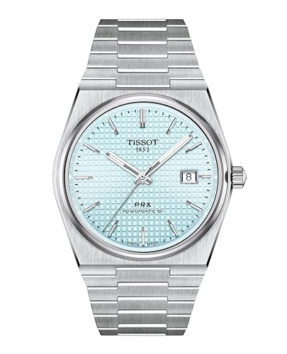 Tissot PRX Powermatic 80 316L Stainless Steel case, Swiss Automatic Watch for Men & Women, Ice Blue Dial, Stainless Steel, (T1374071135100)