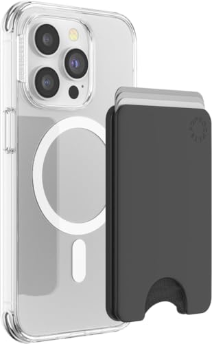 PopSockets Minimalist Slim Phone Wallet, Phone Card Holder, Wireless Charging Compatible, Wallet Without Grip Compatible with MagSafe - Black