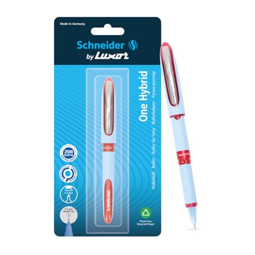 Luxor Schneider, One Hybrid Roller Ball Pen - Red, 0.3 mm, 2500 mtrs writing length, Waterproof Ink, Consistent ink flow, Ideal for Professionals & Of