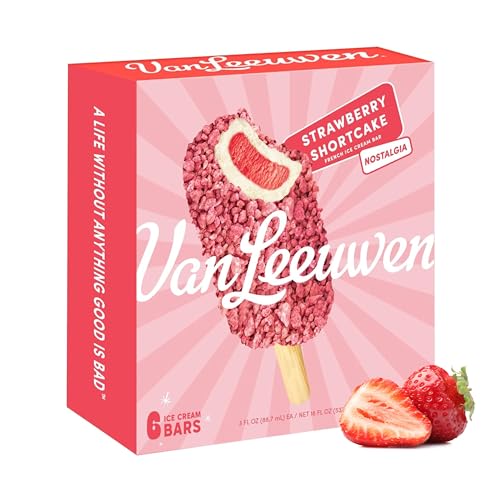 Van Leeuwen Strawberry Shortcake Ice Cream Bars, 6 Count 18 oz (Frozen)