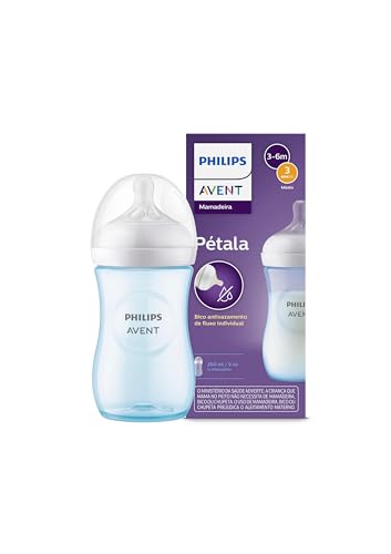 Philips Avent Mamadeira Pétala 3.0 9oz/260ml com bico de fluxo médio (Fluxo 3), Azul, SCY903/21