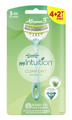 WILKINSON SWORD - My Intuition Xtreme 3 for Women | Comfort Sensitive | Pack of 4 + 2 Extra Disposable Razors