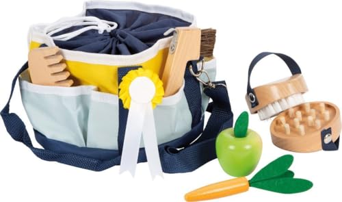 (-40%) small Foot Spielzeug Pferdepflege-Set Hobby Horse mit Tasche, kindgerechte Utensilien aus Holz, Zubehör für das Pferdespiel, 12419