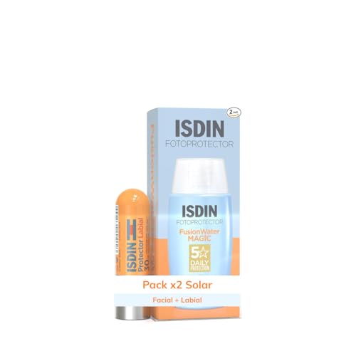 (-21%) ISDIN Set Fusion Water MAGIC LSF 50 (50ml) + Lippenbalsam LSF 30 (4g) - Ultraleichte Sonnencreme Gesicht & Lippenschutz - Auf Wasserbasis, Brennt nicht in den Augen