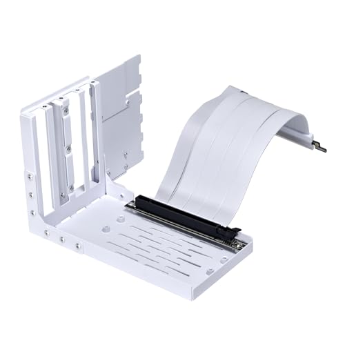 Lian Li Accessory Universal 4-Slots Vertical GPU Card Holder Kit White, Premium Gen 4 Riser Cable PCI-E 4.0 x16-200mm, PCIe 3.0 Compatible, Compatible with E-ATX,ATX Case (VG4-4-V2W)