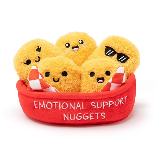 Emotional Support Chicken Nuggets by Relatable, Cuddly Plush Collectibles and Squishy Toys, Cozy Fall Gifts and Fun Trick or Treat Toys, Includes 5 Plushies with Carrying Basket