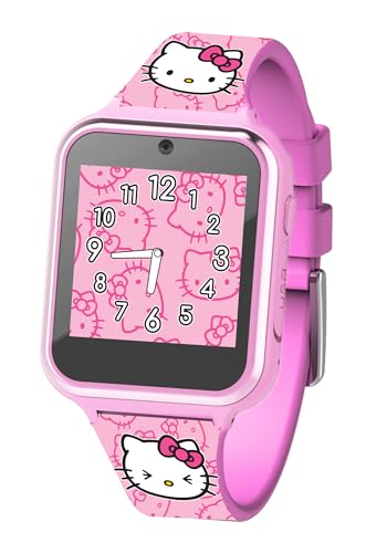 Accutime Hello Kitty Kids Smartwatch - Interactive Touchscreen with 10 Watch Faces, Camera, Games, Alarm, Step Tracker & More - Fun Gift for Girls with Pink Silicone Strap - Fits Wrists 5.5'' to 8.0"