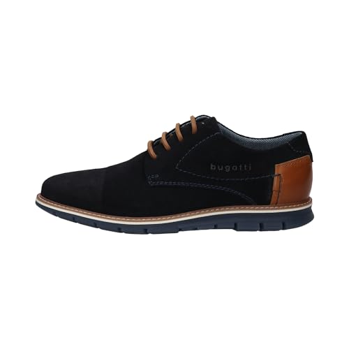 🔥 STARKER PREIS (-57%) bugatti Bequeme Schnürschuh Memory Foam Elegante Casual Easy Fit Sneaker aus Austauschbaren Einlegesohlen Dark Blue, 47, EU