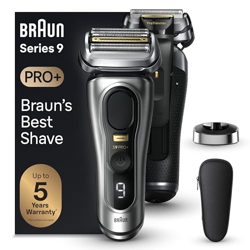 Braun Series 9 9517s PRO+ Electric Razor for Men, 5 Pro Shave Elements & Precision Long Hair ProTrimmer, Charging Stand, Braun’s Best for Smooth Skin, Wet & Dry Electric Razor with 60min Runtime
