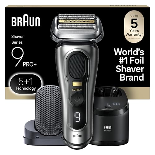 Braun Series 9 PRO+ Electric Razor for Men, 5 Pro Shaving Elements and Shave-Preparing ProComfort Head for Closeness & Skin Comfort, 6in1 SmartCare Center, Wet or Dry Use, Charging Stand, 9597cc