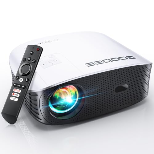 GooDee 4K Smart Projector with 5G WiFi and Bluetooth, Built-in Streaming Apps, Dolby Audio 400" Outdoor Movie Proje