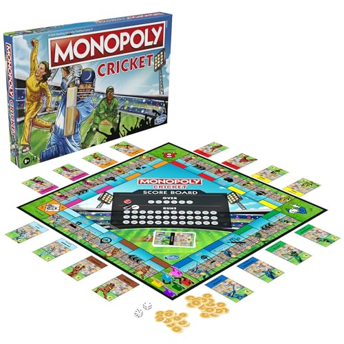Monopoly Cricket Board Game | Cricket-Themed Monopoly Board Game for Families and Kids | for Ages 8+ | for 2 to 6 Players | Christmas Gift for Kids & 