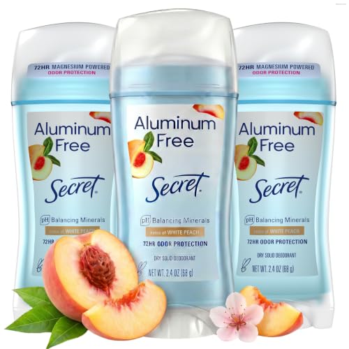Secret Aluminum Free Deodornat for Women, Dry Solid, White Peach, 2.4oz