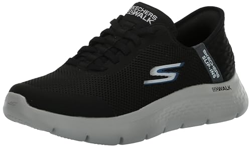 Skechers Men's Go Walk Flex Hands Up Hands Free Slip-Ins Sneaker, Black/Grey, 7.5