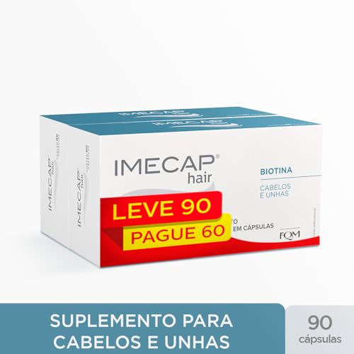 Imecap Hair Leve 90 cápsulas, Pague 60 - Vitaminas para Cabelos e Unhas com Biotina