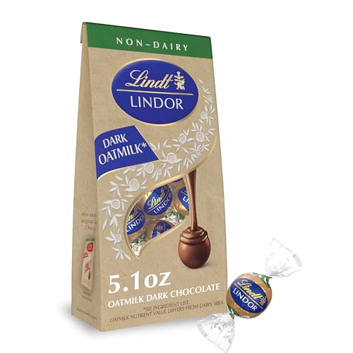 Lindt LINDOR OatMilk Dark Chocolate Truffles, Non-Dairy Chocolate Truffles with Smooth, Melting Truffle Center, 5.1 oz.