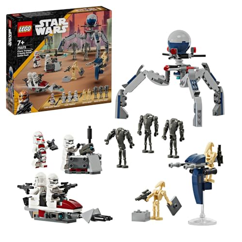 (-43%) LEGO Star Wars 75372 Clone Trooper & Battle Droid Battle Pack, inkl. 4 Minifiguren, 5 Droiden und Speeder Bike mit Shooter - Bauspielzeug für Jungen und Mädchen ab 7 Jahren
