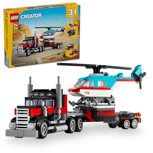 (-35%) LEGO Creator 3in1 Flatbed Truck with Helicopter Toy to Propeller Plane and Fuel Lorry, Hot Rod, SUV Car Toys for 7 Plus Year Old Boys, Girls and Kids who Love Cool Vehicles, Gift Idea 31146