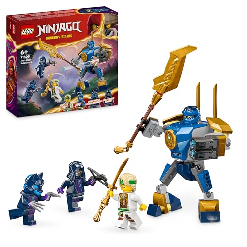 LEGO Ninjago Pack de Combat : Le Robot de Jay, Jouet de Ninja pour Enfants avec Figurines incluant Jay avec Mini-Katana, et Robots, Cadeau Créatif pour Garçons et Filles Dès 6 Ans 71805