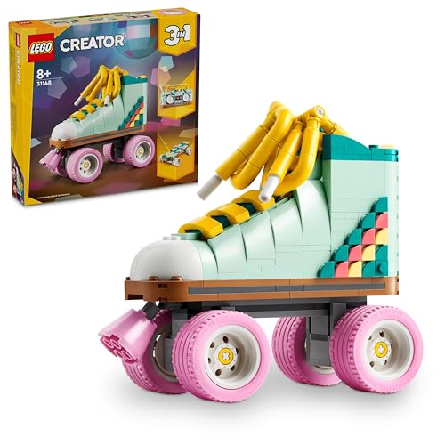 LEGO Creator 3in1 Retro Roller Skate Toy - Transforms into a Mini Skateboard or Boom Box Radio, Creative Gift for 8+ Year Old Girls & Boys - 31148
