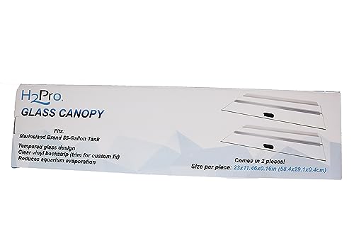 H2Pro Glass Canopy 2Piece Set for Marineland 55 Gallon Aquarium Fish Tank (Each Piece Measure 23 x 11.46 x 0.16in)