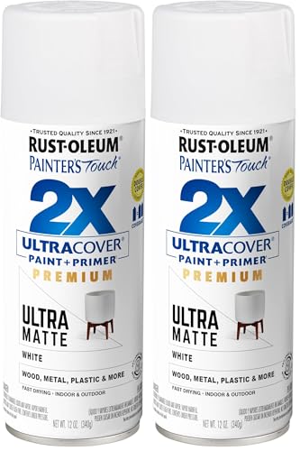 Rust-Oleum 331181 Painter's Touch 2X Ultra Cover Spray Paint, 12 oz, Ultra Matte White (Pack of 2)