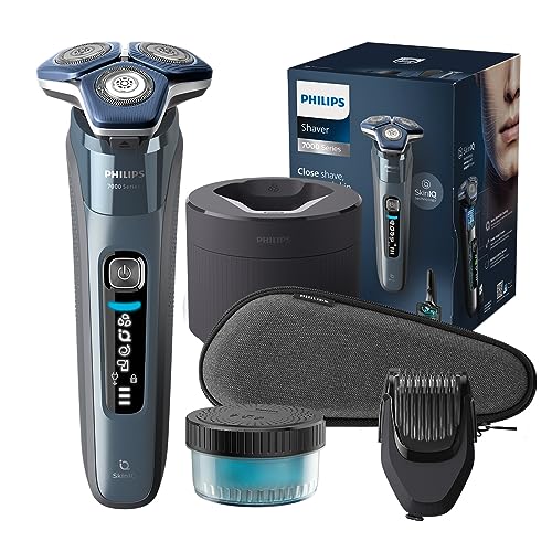 ⚡ BLITZDEAL (-50%) PHILIPS Shaver S7000 – Elektrischer Rasierer für Herren, Nass-& Trockenrasur, integrierter ausklappbarer Trimmer, Barttrimmer-Aufsatz, Reinigungsstation, Reiseetui & Ladestation (Modell S7882/54)