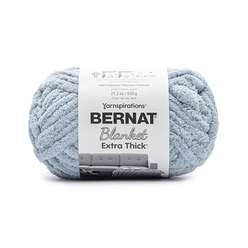 Bernat Blanket Extra Thick Fog Blue Yarn - 1 Pack of 21.12oz/598.74g - 100% Polyester - #7 Jumbo - 72 Yards for Knitting, Crocheting, Crafts & Amigurumi
