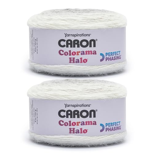 Caron Colorama Halo Cake Caron Graphite Frost Yarn - 2 Pack of 8oz/226.79g - 71% Acrylic,18% Nylon,11% Polyester - #5 Bulky - 60 Yards for Knitting, Crocheting & Crafts