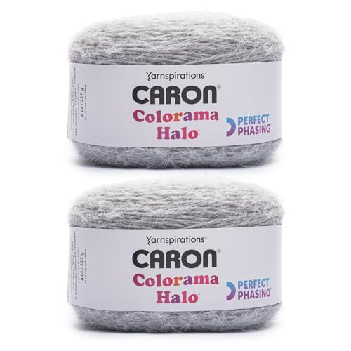 Caron Colorama Halo Cake TIN and TAN Yarn - 2 Pack of 8oz/226.79g - 71% Acrylic,18% Nylon,11% Polyester - #5 Bulky - 60 Yards for Knitting, Crocheting & Crafts