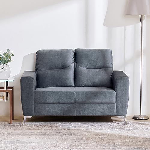 Helios Vive Fabric 2-Seater Sofa | Sofa for Living Room | Solid Wood | Grey | 1 Year Warranty