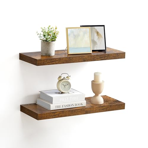 VASAGLE Wall Shelves Set of 2, Floating Shelves, 8 x 23.6 x 1.5 Inches, Display Shelves for Picture Frames, Wall Decor, 