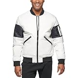 Tommy Hilfiger Men's Flight Bomber With Contrast Sleeves, White, X-Large