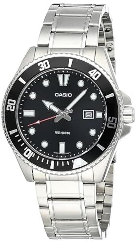 Casio MDV107D-1A1V Men's Stainless Steel 200M Black Bezel Black Dial 3-Hand Anlog Dive Watch