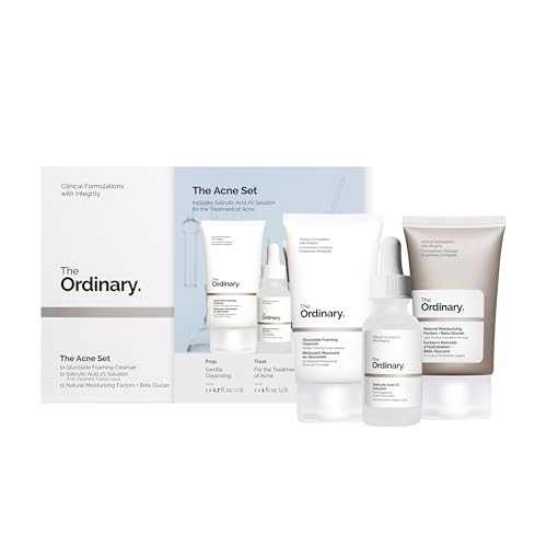 The Ordinary The Acne Set, 3-Step Skin Regimen with Glucoside Foaming Cleanser, Salicylic Acid 2% Solution, and Natural Moisturizing Factors + Beta Gl