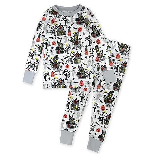 HonestBaby Celebration 2-Piece Pajamas Sleepwear PJs 100% Organic Cotton for Baby, Toddler, Kids, Haunted House, 2T