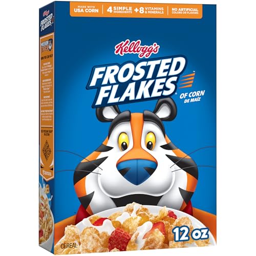 Kellogg's Frosted Flakes Breakfast Cereal, Kids Cereal, Family Breakfast, Original, 12oz Box (1 Box)