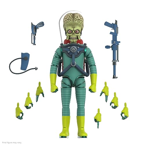 Super7 ULTIMATES! Mars Attacks Martian The Invasion Begins - 7" Mars Attacks Action Figure with Accessories Vintage Collectibles and Retro Toys