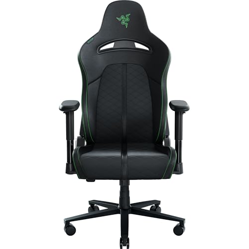 Razer Enki X Essential Gaming Chair: All-Day Comfort - Built-in Lumbar Arch - Optimized Cushion Density - Dual-Textured, Eco-Friendly Synthetic Leather - Adjustable 152-degree Recline - Black