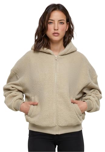 (-34%) Urban Classics Damen Kapuzenpullover Ladies Oversized Sherpa Zip Hoody wetsand 5XL