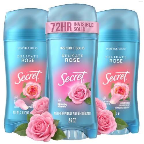 Secret Fresh Invisible Solid Antiperspirant and Deodorant for Women, Rose Scent, 2.6oz