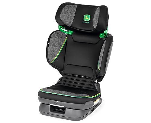 Peg Perego Viaggio Flex 120 Booster, 4D Total Adjust for Safety & Comfort, No Armrests, Compact Fold for Travel, 40-120 lbs, Made in Italy, John Deere (Black/Green)