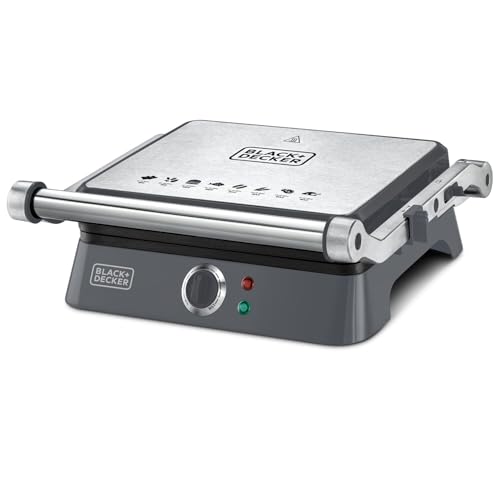BLACK+DECKER Grill Elétrico Gourmand Gris, com Abertura de 180 graus, Ideal para suas Receitas, Modelo G1400, 1200W, 220V