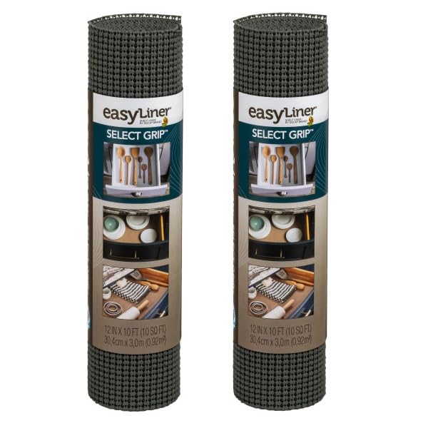 Duck Brand EasyLiner Select Grip Non-Adhesive Shelf Liner, 12 in x 10 ft, 2 Rolls