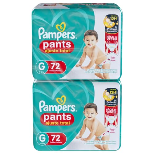 Fralda Pampers Pants Ajuste Total Tamanho M com 108 Unidades Descartáveis Pacote Econômico