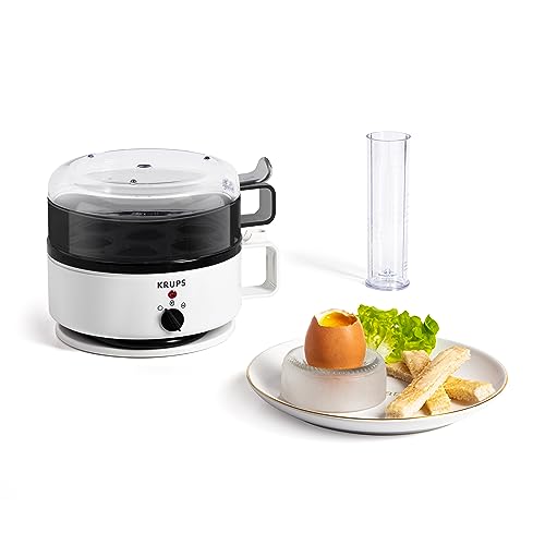 (-31%) Krups Ovomat Super Eierkocher, Für bis zu 7 Eier, Koch- und Warmhaltefunktion, Inkl. Wasser-Messbecher mit Eierstecher, Signalton, EG230115, Weiß/Schwarz
