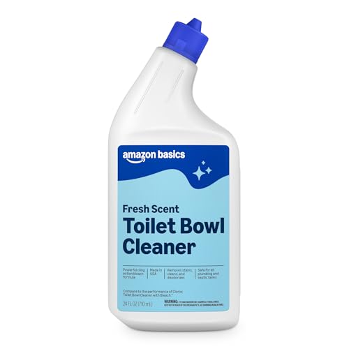 Amazon Basics Toilet Bowl Cleaner with Cling Action Formula, Bleach, Fresh Scent, 24 Fl Oz, Pack of 1